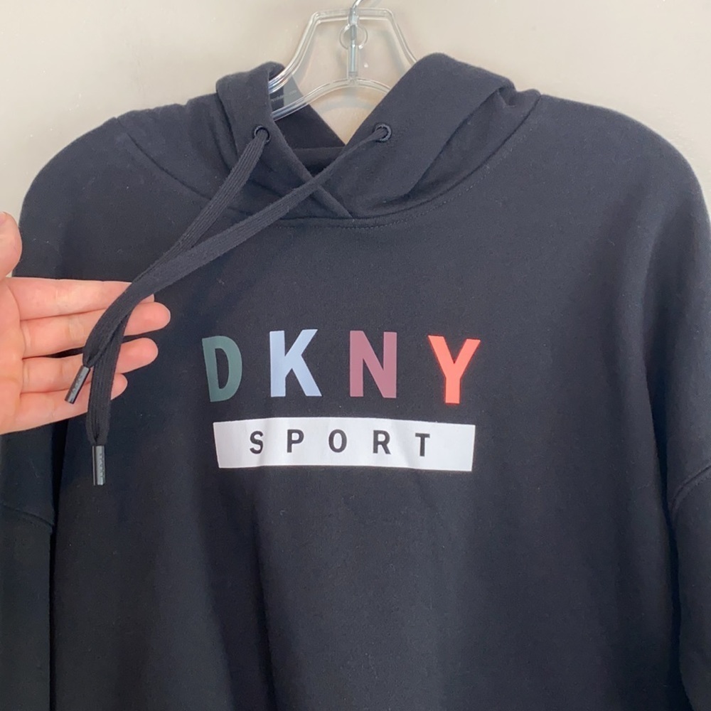 NWT DKNY Sport Cotton Logo Cropped Hoodie Size L - Picture 4 of 15